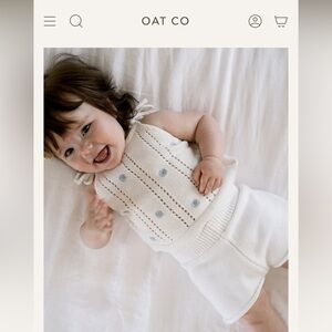 OAT & CO Baby Knit Top 0-6M –Heirloom Tank 'Blue Daisy'
Embroidery